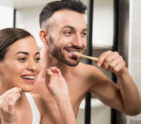 A couple with proper dental hygiene