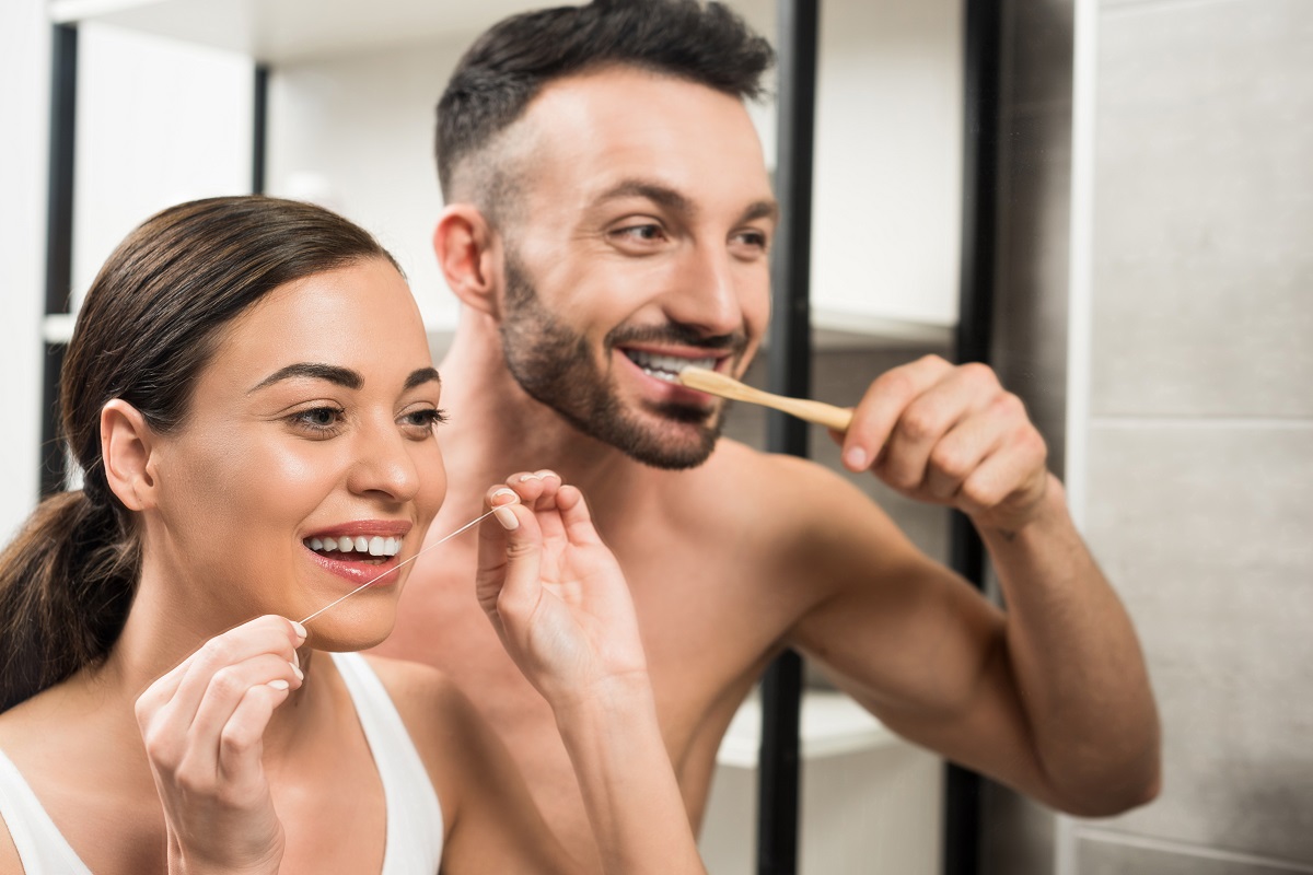 A couple with proper dental hygiene