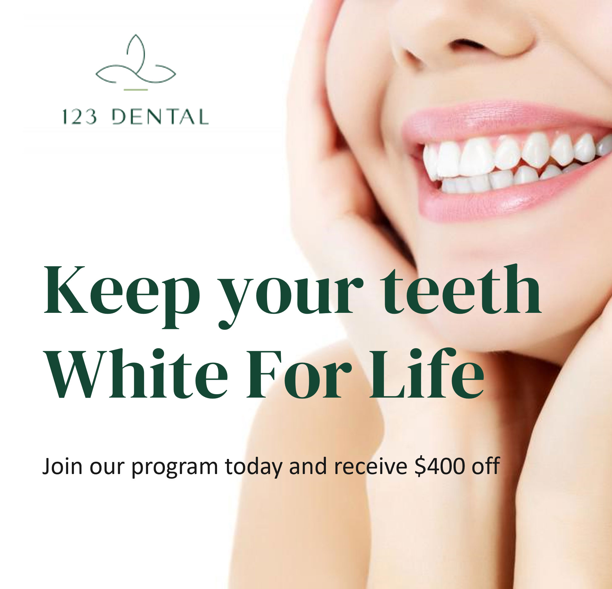 lady smiling after white teeth treatment