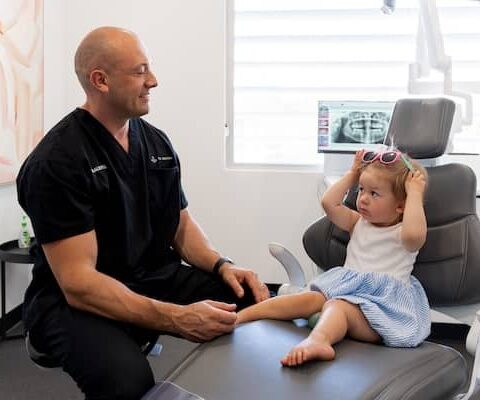kid on a dentist chair