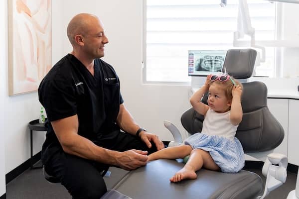 kid on a dentist chair